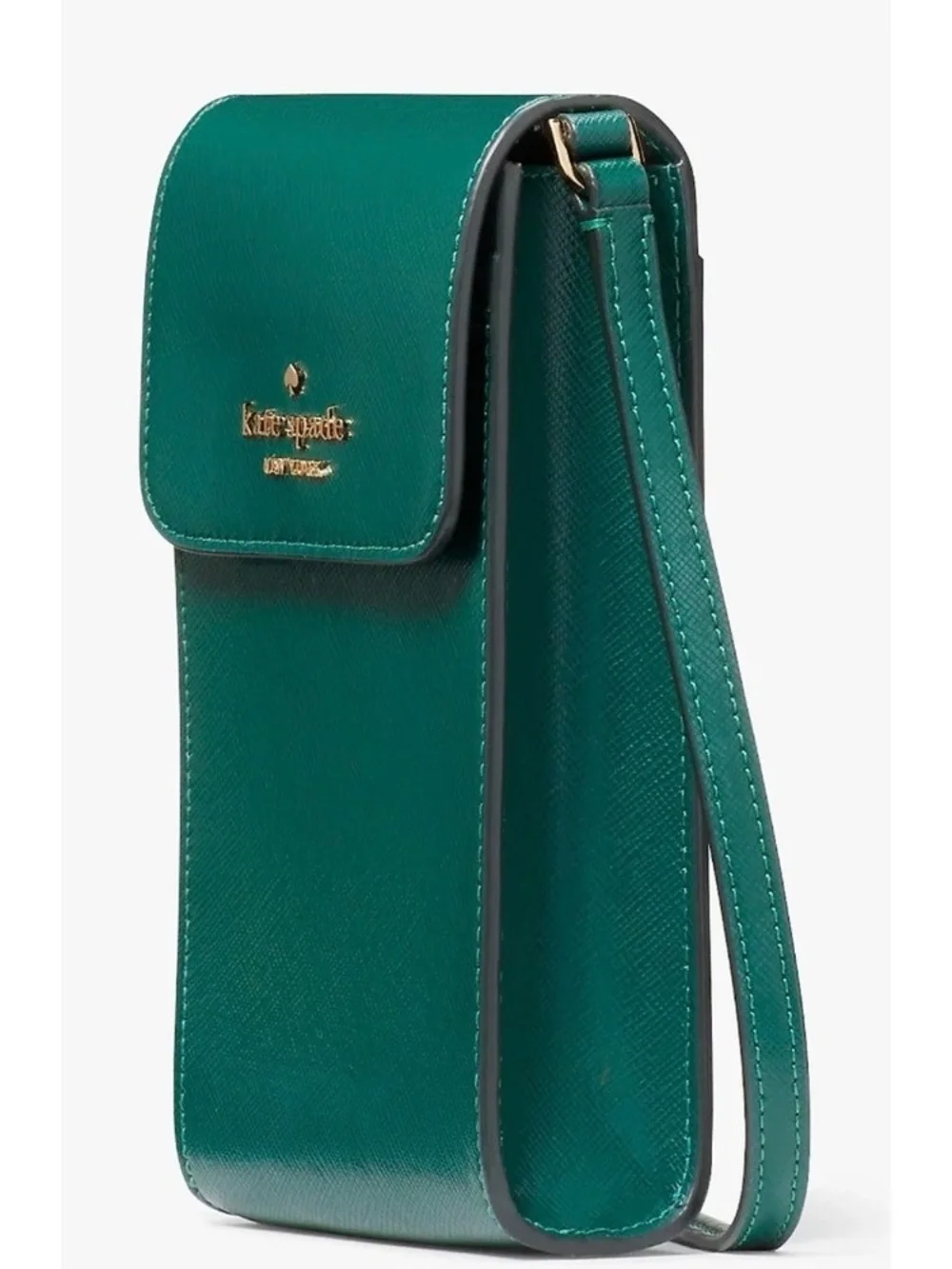 kate spade Teal Green Saffiano Crossbody Phone Bag with Gold Hardware